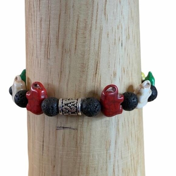 hand crafted stone elephant multi-color stretch bracelet 7.5” not stretched. - Picture 3 of 5